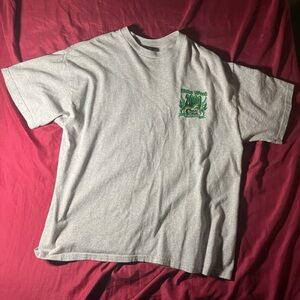 Vintage Biker Gray T-Shirt with Green Graphic